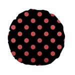 Polka Dots - Coral Pink on Black Standard 15  Premium Round Cushion