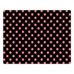 Polka Dots - Coral Pink on Black Double Sided Flano Blanket (Large)