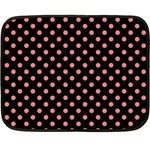 Polka Dots - Coral Pink on Black Fleece Blanket (Mini)