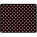 Polka Dots - Coral Pink on Black Fleece Blanket (Medium) (One Side)