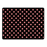 Polka Dots - Coral Pink on Black Fleece Blanket (Small) (One Side)