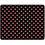 Polka Dots - Coral Pink on Black Double Sided Fleece Blanket (Medium) (Two Sides)