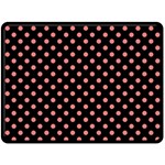 Polka Dots - Coral Pink on Black Double Sided Fleece Blanket (Large) (Two Sides)