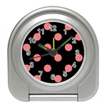 Polka Dots - Coral Pink on Black Desk Alarm Clock