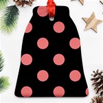 Polka Dots - Coral Pink on Black Ornament (Bell)