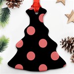 Polka Dots - Coral Pink on Black Christmas Tree Ornament (Two Sides)