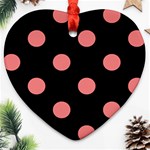 Polka Dots - Coral Pink on Black Ornament (Heart)