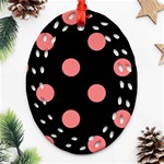 Polka Dots - Coral Pink on Black Ornament (Bell) Ornament (Oval Filigree)