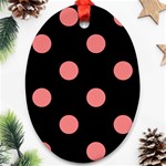 Polka Dots - Coral Pink on Black Ornament (Oval)