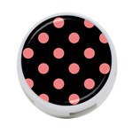Polka Dots - Coral Pink on Black 4-Port USB Hub (Two Sides)
