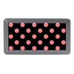 Polka Dots - Coral Pink on Black Memory Card Reader (Mini)