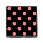 Polka Dots - Coral Pink on Black Memory Card Reader (Square)