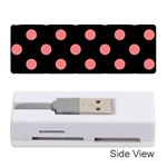 Polka Dots - Coral Pink on Black Memory Card Reader (Stick)