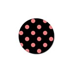 Polka Dots - Coral Pink on Black Golf Ball Marker (4 pack)
