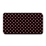Polka Dots - Coral Pink on Black Medium Bar Mat
