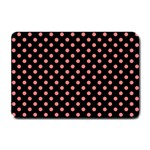 Polka Dots - Coral Pink on Black Small Doormat