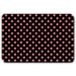 Polka Dots - Coral Pink on Black Large Doormat
