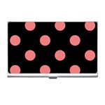 Polka Dots - Coral Pink on Black Business Card Holder