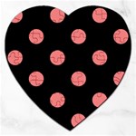Polka Dots - Coral Pink on Black Jigsaw Puzzle (Heart)