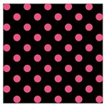 Polka Dots - Dark Pink on Black Large Satin Scarf (Square)