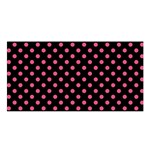 Polka Dots - Dark Pink on Black Satin Shawl
