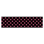 Polka Dots - Dark Pink on Black Satin Scarf (Oblong)