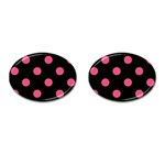 Polka Dots - Dark Pink on Black Cufflinks (Oval)