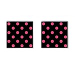 Polka Dots - Dark Pink on Black Cufflinks (Square)
