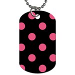 Polka Dots - Dark Pink on Black Dog Tag (One Side)