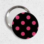 Polka Dots - Dark Pink on Black 2.25  Handbag Mirror