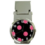 Polka Dots - Dark Pink on Black Money Clip Watch