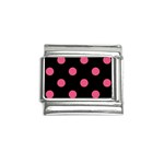 Polka Dots - Dark Pink on Black Italian Charm (9mm)