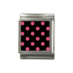 Polka Dots - Dark Pink on Black Italian Charm (13mm)