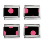 Polka Dots - Dark Pink on Black 9mm Italian Charm (4 pack)