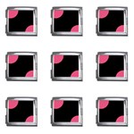 Polka Dots - Dark Pink on Black Mega Link Italian Charm (9 pack)