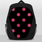 Polka Dots - Dark Pink on Black Backpack Bag