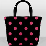Polka Dots - Dark Pink on Black Bucket Bag