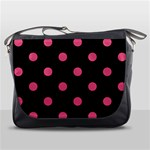 Polka Dots - Dark Pink on Black Messenger Bag