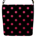 Polka Dots - Dark Pink on Black Flap Closure Messenger Bag (S)
