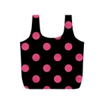 Polka Dots - Dark Pink on Black Full Print Recycle Bag (S)