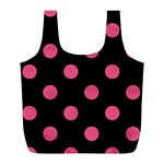 Polka Dots - Dark Pink on Black Full Print Recycle Bag (L)