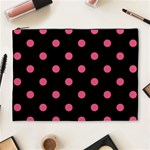 Polka Dots - Dark Pink on Black Cosmetic Bag (XL)