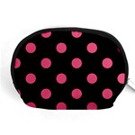 Polka Dots - Dark Pink on Black Accessory Pouch (Medium)