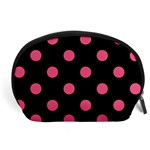 Polka Dots - Dark Pink on Black Accessory Pouch (Large)