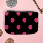 Polka Dots - Dark Pink on Black Mini Coin Purse
