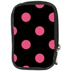 Polka Dots - Dark Pink on Black Compact Camera Leather Case