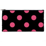 Polka Dots - Dark Pink on Black Pencil Case