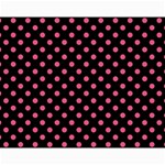 Polka Dots - Dark Pink on Black Collage 11  x 14 