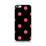 Polka Dots - Dark Pink on Black Apple iPhone 6/6S Silicone Case (Transparent)
