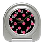 Polka Dots - Dark Pink on Black Desk Alarm Clock